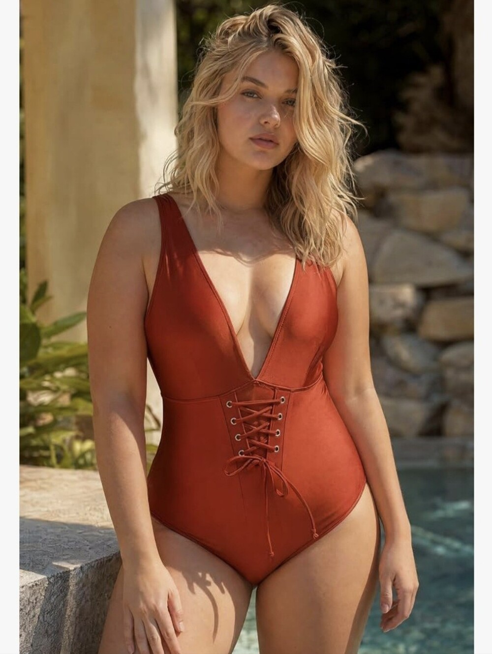 NWT Soho Royal Brick Red Swimsuit - Large